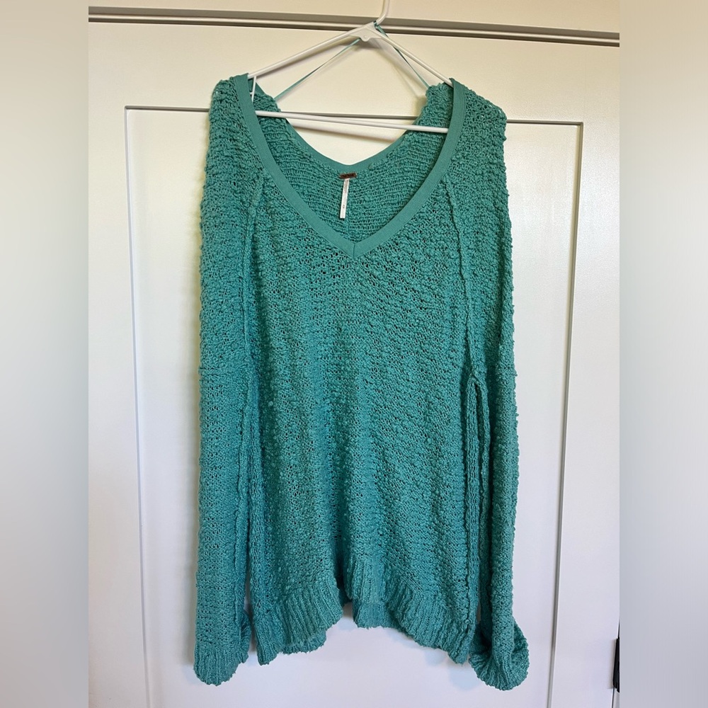 Free People sweater, beautiful teal color, incredibly soft